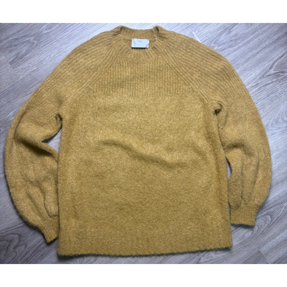Everlane Superfuzz Alpaca Crewneck Sweater Mustard Gold Balloon Sleeve Womens S - Picture 5 of 13